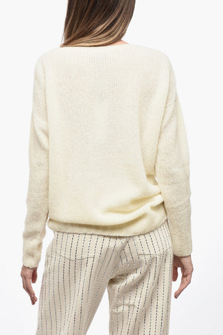 Pullover in Misto Lana Vergine con Ampia Scollatura