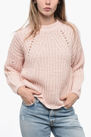 Alpaca Wool Blended Pullover with Openwork Motif