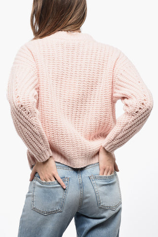 Alpaca Wool Blended Pullover with Openwork Motif