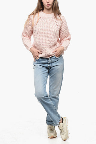 Alpaca Wool Blended Pullover with Openwork Motif