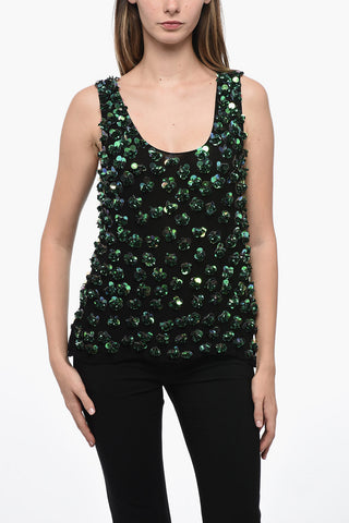 Chiffon Top with Sequined Floral Application