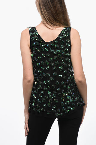Chiffon Top with Sequined Floral Application
