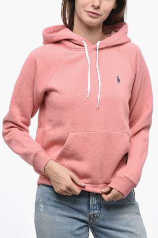 Fleece Cotton Blend Hoodie with Embroidered Logo