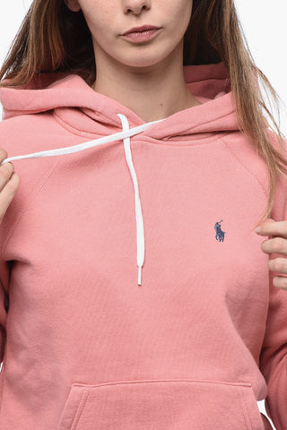 Fleece Cotton Blend Hoodie with Embroidered Logo