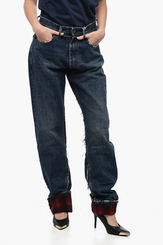 MM8 PENDLETON High-Waist-Jeans mit Wollsaum