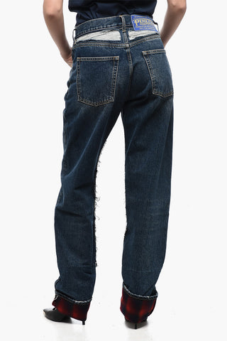 MM8 PENDLETON High-Waist-Jeans mit Wollsaum