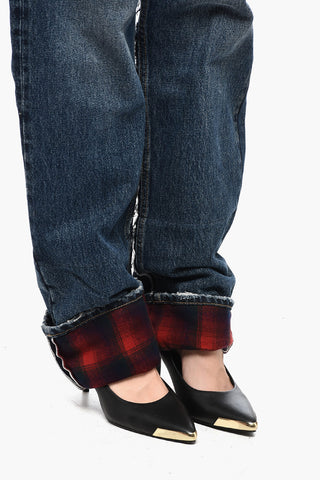 MM8 PENDLETON High-Waist-Jeans mit Wollsaum