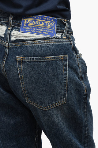 MM8 PENDLETON High-Waist-Jeans mit Wollsaum