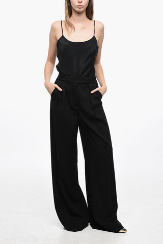 Stretch Wool KARUB Palazzo Pants with Satin Detail