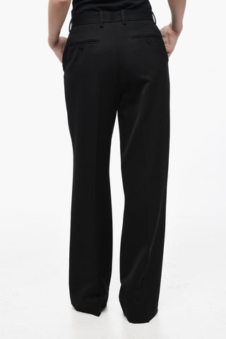 Virgin Wool Palazzo Pants with Front Pleat