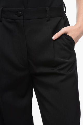 Virgin Wool Palazzo Pants with Front Pleat