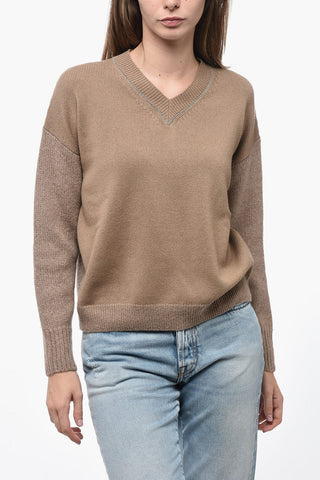 Embroidered Detail Pullover with Contrasting Sleeves