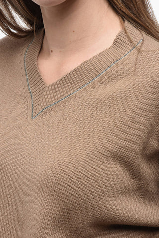 Embroidered Detail Pullover with Contrasting Sleeves