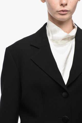 Blazer Slim Fit in Misto Lana Vergine con Fianchi Imbottiti
