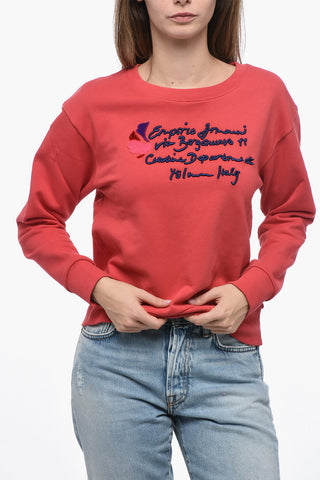 EMPORIO Brushed Cotton Crew Neck Sweatshirt with Embroidery