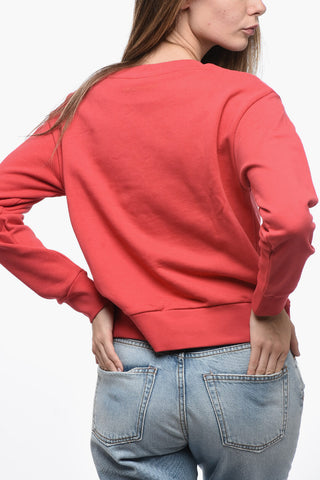 EMPORIO Brushed Cotton Crew Neck Sweatshirt with Embroidery