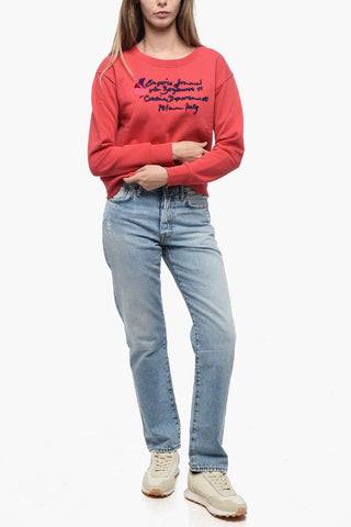 EMPORIO Brushed Cotton Crew Neck Sweatshirt with Embroidery