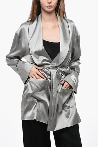 1995 Lingerie-Cardigan aus Satin mit Gürtel