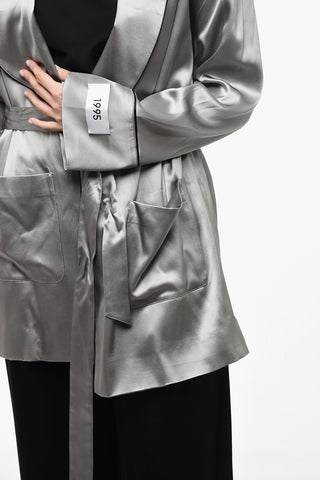 1995 Lingerie-Cardigan aus Satin mit Gürtel