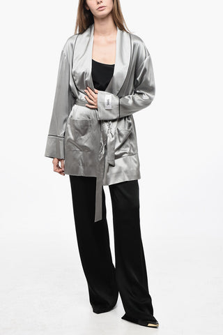 1995 Lingerie-Cardigan aus Satin mit Gürtel