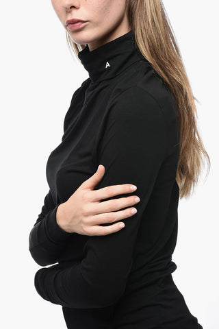 Jersey Turtleneck Top with Embroidered Detail