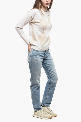 Lurex Detailing Sweater with Geometric Motif