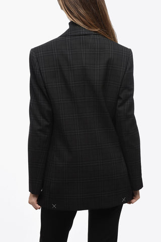 Wool Blazer with All-over Check Pattern