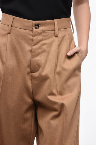 Pantaloni Loose Fit in Flanella con Risvolti