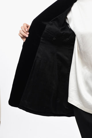Blazer In Velour Monopetto Con Tasche Ad Aletta