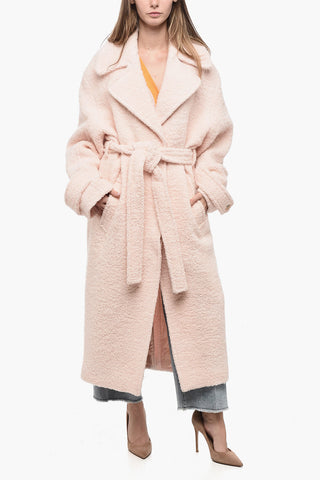 Bouclè Wool Oversized Coat with Belt