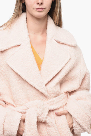Bouclè Wool Oversized Coat with Belt