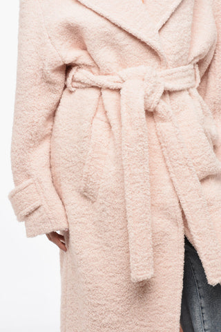 Bouclè Wool Oversized Coat with Belt