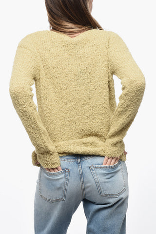 Pullover in Lana Bouclè con Ampia Scollatura
