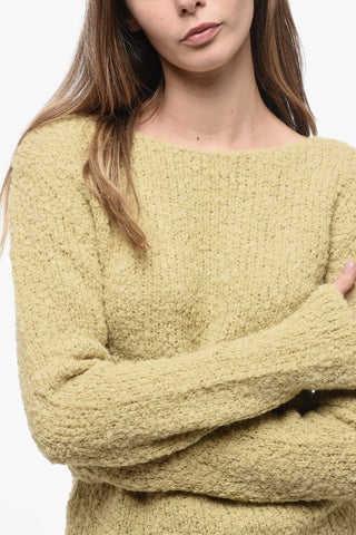Pullover in Lana Bouclè con Ampia Scollatura