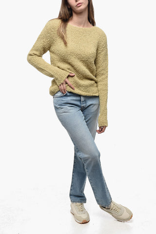 Pullover in Lana Bouclè con Ampia Scollatura