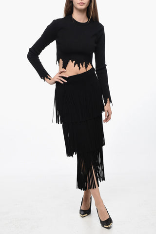 Fringed Skirt with Ruffled Desing
