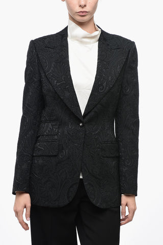 Single-breasted Jacquard Blazer with Peak Lapel