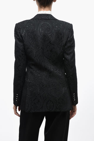 Single-breasted Jacquard Blazer with Peak Lapel