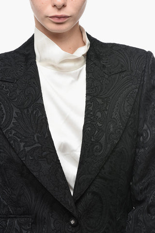 Single-breasted Jacquard Blazer with Peak Lapel