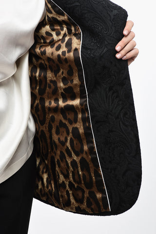 Single-breasted Jacquard Blazer with Peak Lapel