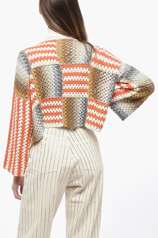 Crochet Cardigan with Lurex Detail
