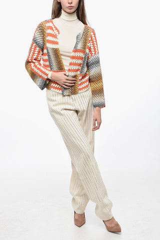 Crochet Cardigan with Lurex Detail