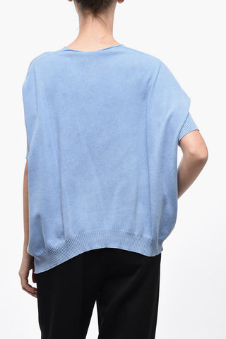 Dropped-Shoulder Sweater with Assymmetric Hem