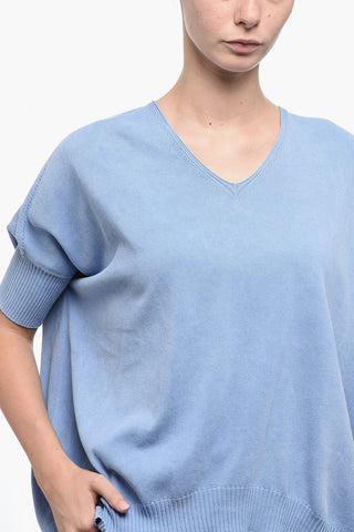 Dropped-Shoulder Sweater with Assymmetric Hem