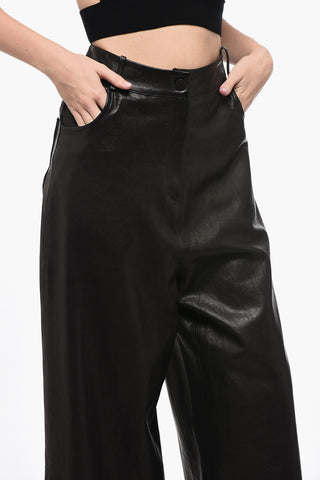 Leather Palazzo Pants with Loose-fit