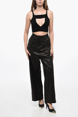 Leather Palazzo Pants with Loose-fit