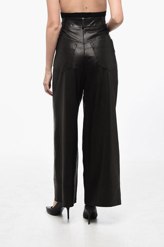 Leather Palazzo Pants with Loose-fit