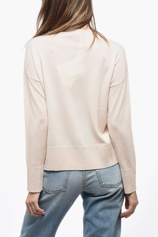 Virgin Wool Sweater with Ribbed Detail