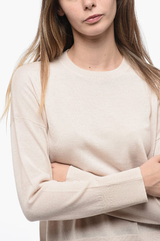 Virgin Wool Sweater with Ribbed Detail