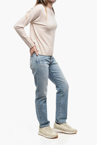 Virgin Wool Sweater with Ribbed Detail